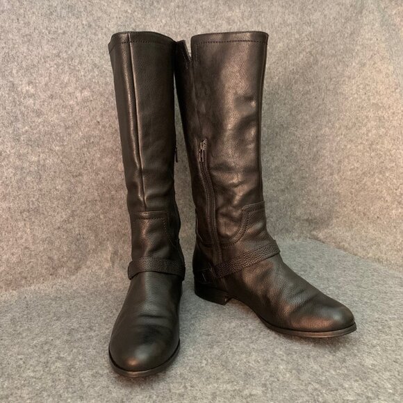 UGG Australia 3184 Women's Black Leather Knee High Side Partial Zip Boots - Picture 5 of 16